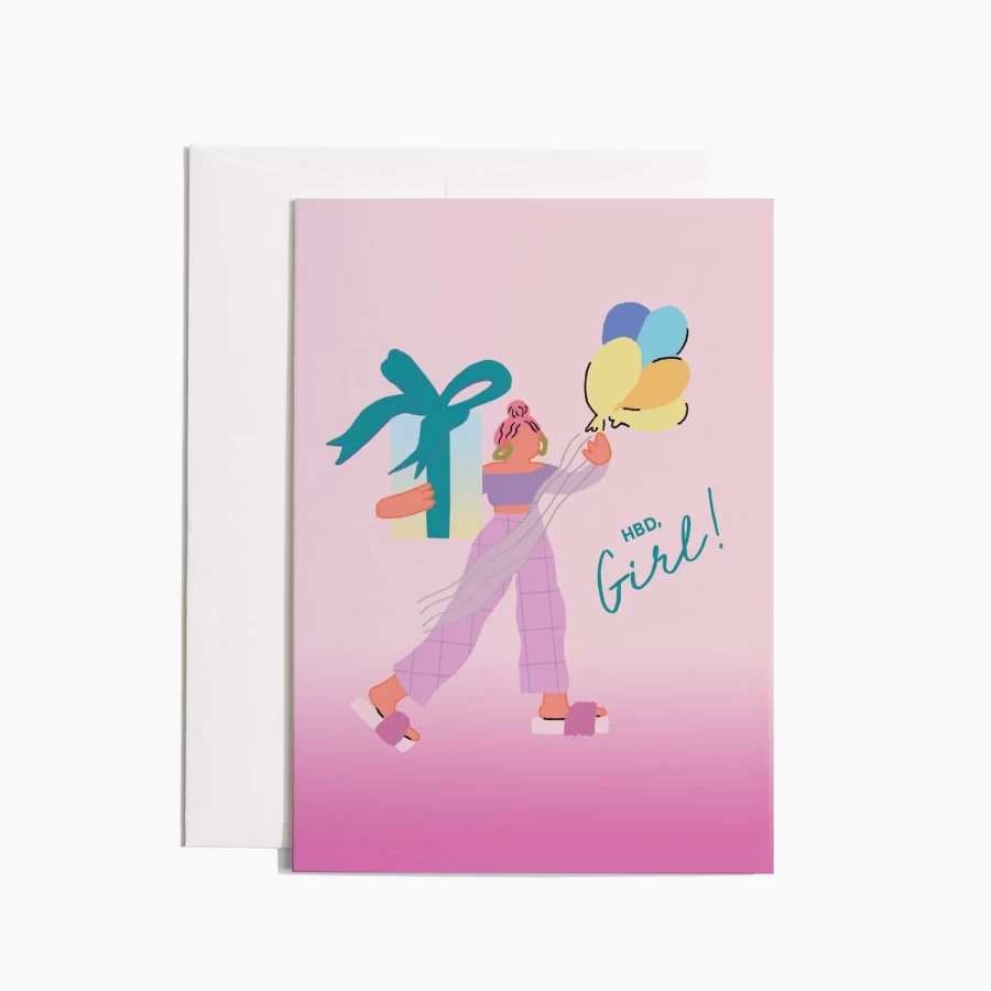 "Poketo HBD Girl Greeting Card - Unique Birthday Card for Her"