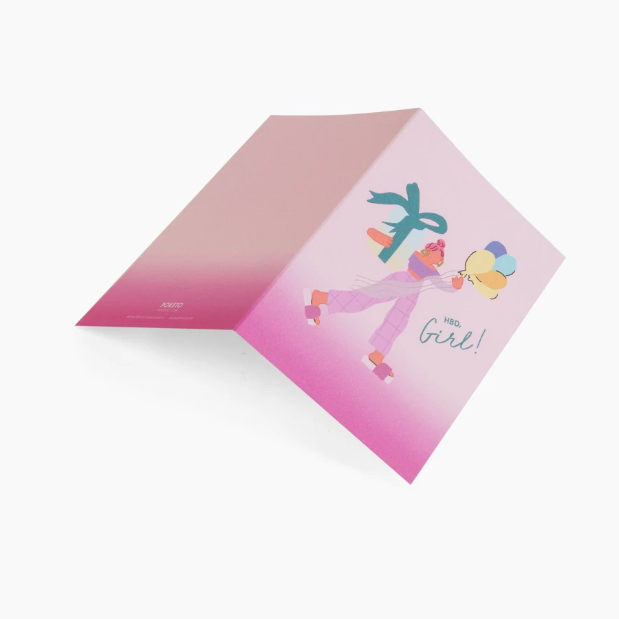 "Poketo HBD Girl Greeting Card - Unique Birthday Card for Her"