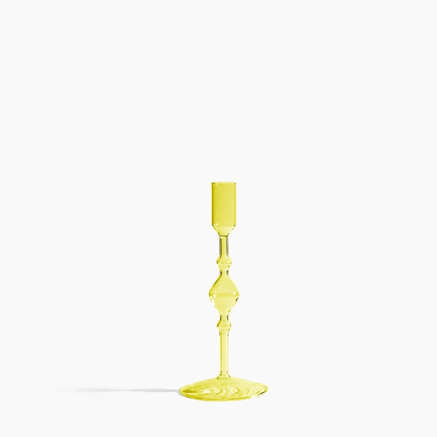 "Poketo Tall Glass Candlestick Holder - Elegant Decorative Candle Stand"