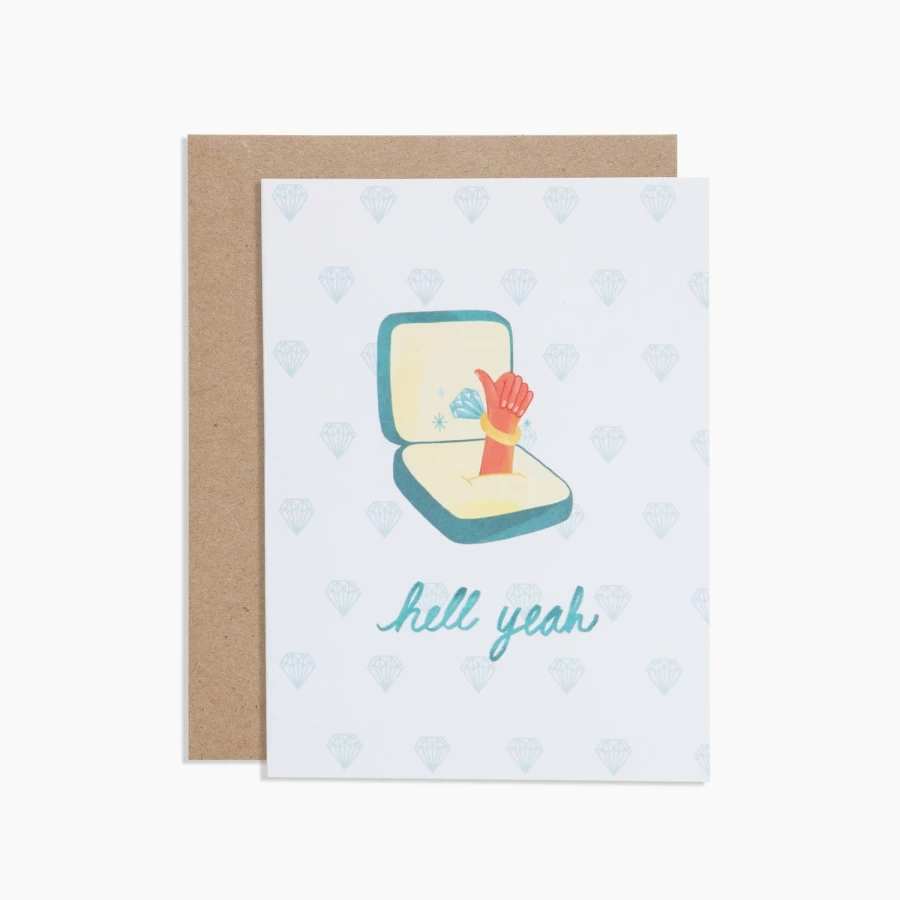 "Poketo Hell Yeah Engagement Card - Fun & Unique Wedding Proposal Greeting Card"