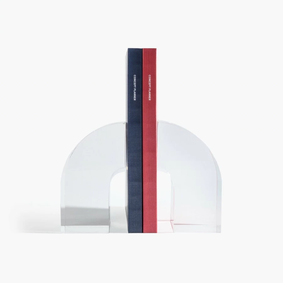 Poketo Arc Bookends - Modern Geometric Shelf Accessories for Stylish Home & Office Decor