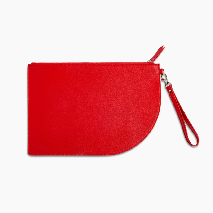 "Poketo Red Curve Clutch – Stylish Women's Handbag for Everyday Use"