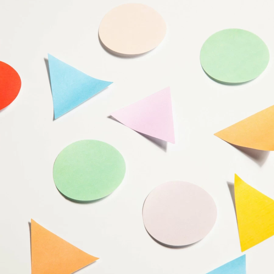 Poketo Geometric Shape Sticky Notes - Colorful Removable Memo Pads for Office & School