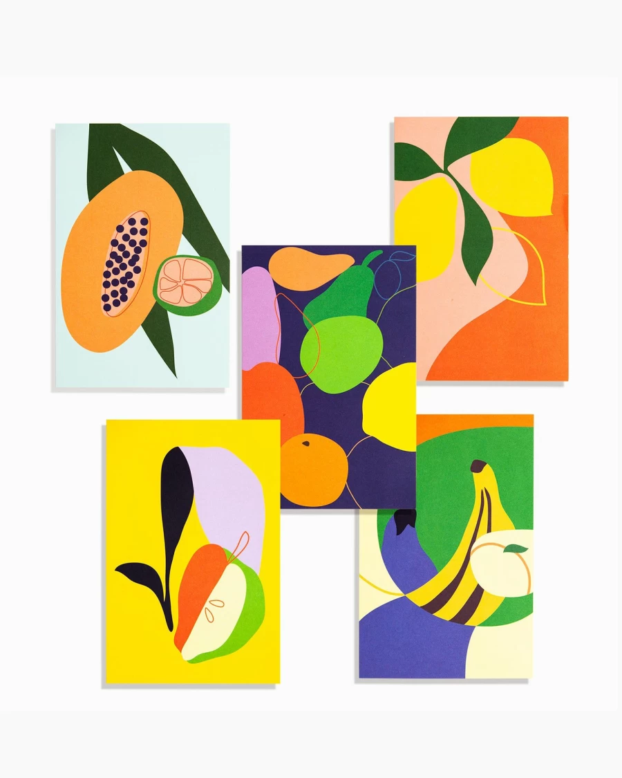 "Poketo Tutti Frutti Postcards - Colorful Fruit-Themed Greeting Cards"