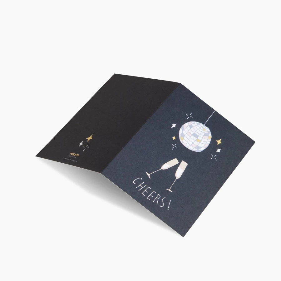 "Poketo Disco Ball Cheers Greeting Card - Unique Party Celebration Card"