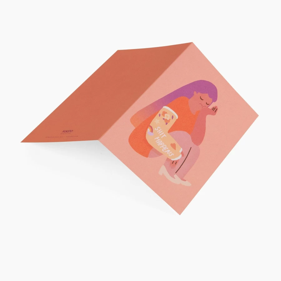 "Poketo Shit Happens Greeting Card - Humorous & Unique Design"