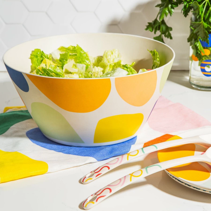 Poketo Handcrafted Bamboo Serving Bowl with Natural Pebble Design - Eco-Friendly Kitchenware for Stylish Dining