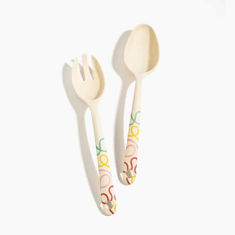 "Poketo Bamboo Serving Set – Eco-Friendly Reusable Cutlery for Sustainable Dining"