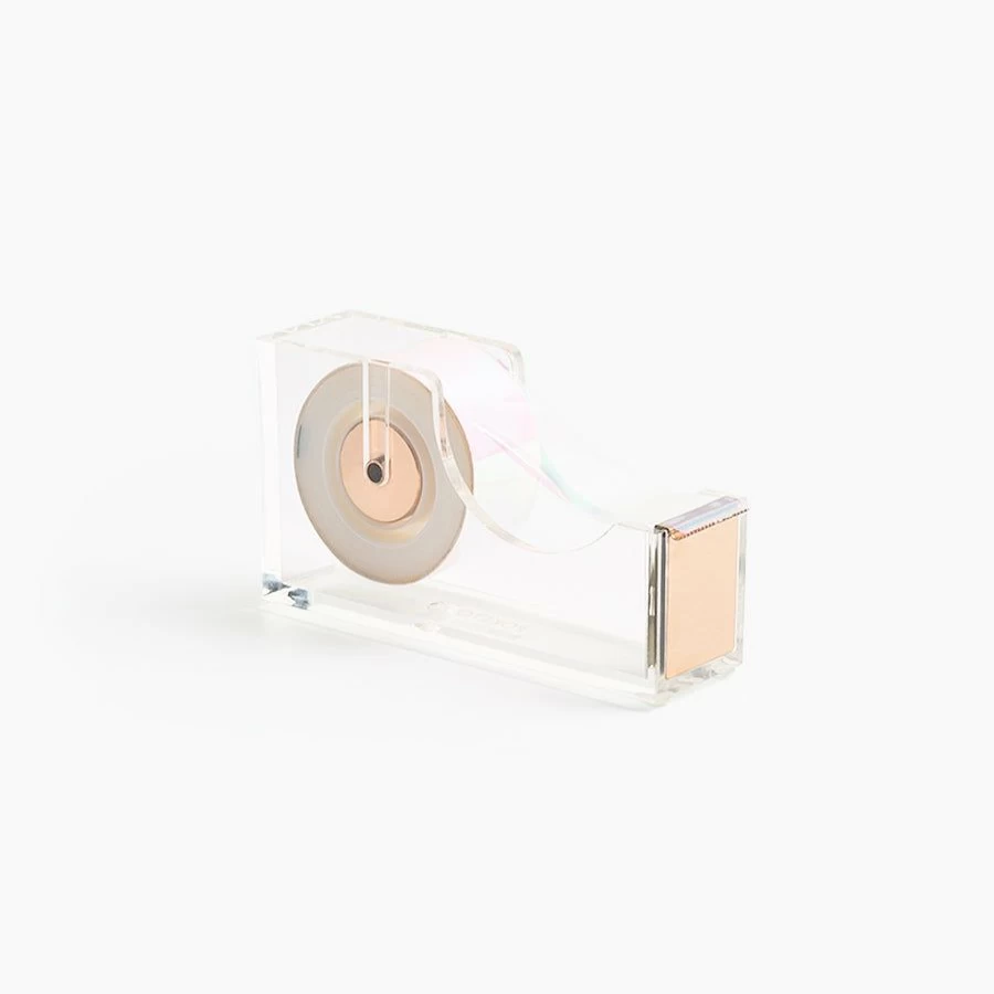 Poketo Acrylic Tape Dispenser - Clear Desktop Adhesive Holder for Office & Craft Use