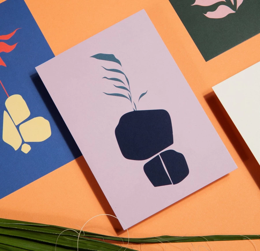 "Poketo Abstract Flora Postcards – Vibrant Botanical Art Prints for Greetings & Decor"