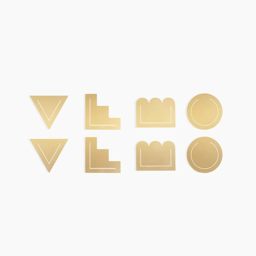 Poketo 8-Piece Brass Geometric Page Markers Set - Elegant Book Accessories
