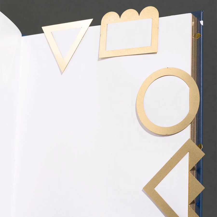 Poketo 8-Piece Brass Geometric Page Markers Set - Elegant Book Accessories