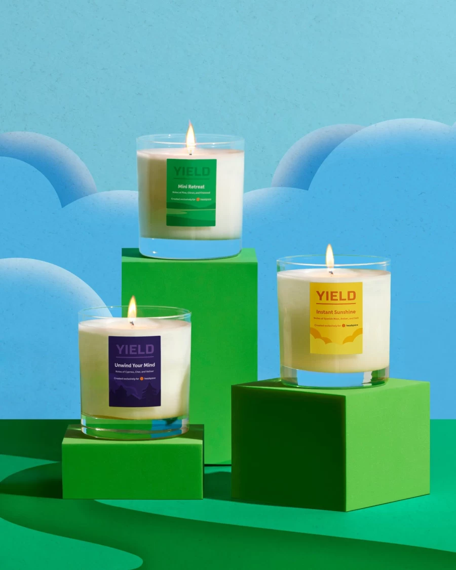 Poketo Headspace X Yield Instant Sunshine Scented Candle for Relaxation & Aromatherapy