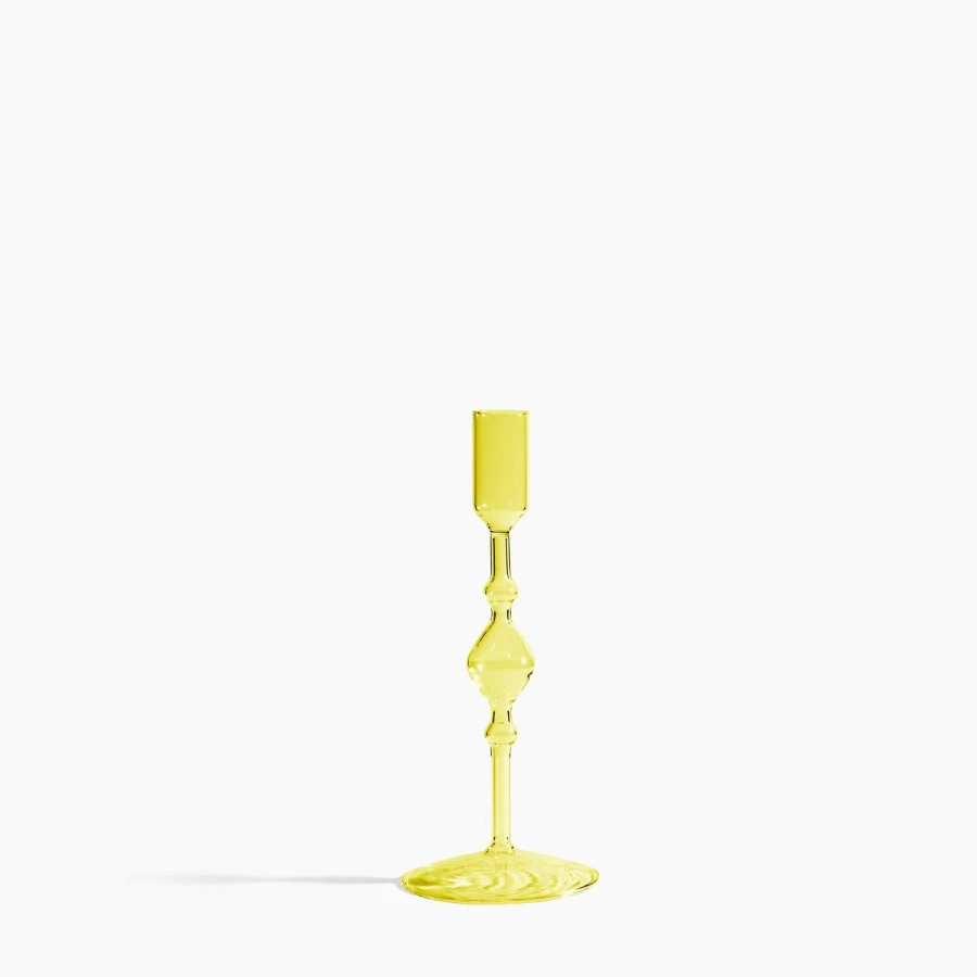 "Poketo Tall Glass Candlestick Holder - Elegant Decorative Candle Stand for Home Decor"