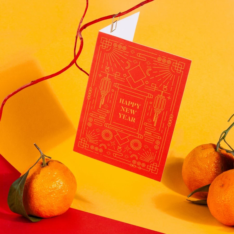 Poketo New Year Greeting Card - Festive Holiday Greetings & Wishes