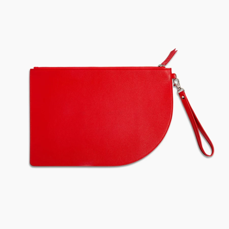 "Poketo Red Curve Clutch – Stylish Women's Handbag for Everyday Use"