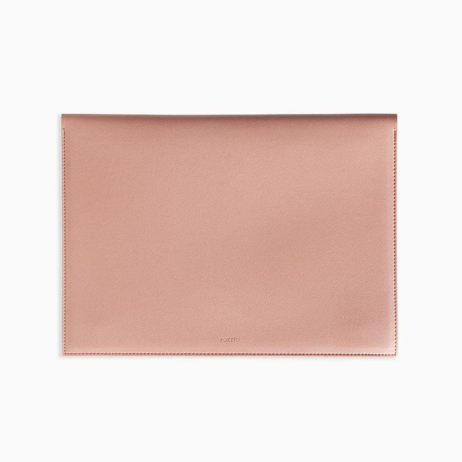Poketo Blush Pink 13 Inch Minimalist Leather Folio - Large Slim Laptop Cover