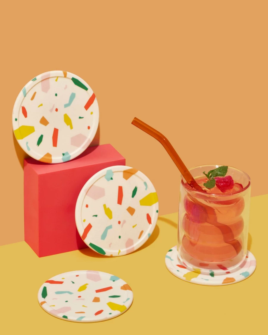 "Poketo Natural Bamboo Coasters Set – Eco-Friendly, Absorbent, Reusable Drink Coasters for Home & Office"